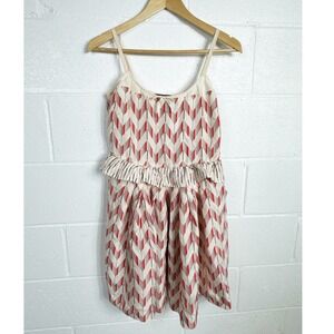 Marc by Marc Jacobs Silk Chevron Print Ruffle Mini Dress Red White Size 4
